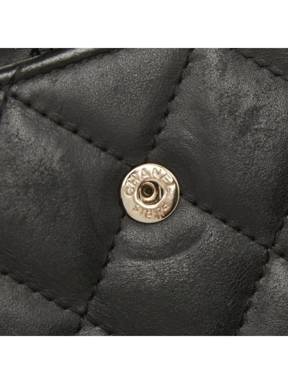 Chanel Quilted CC Logo Cambon Line Bifold Wallet Black Leather